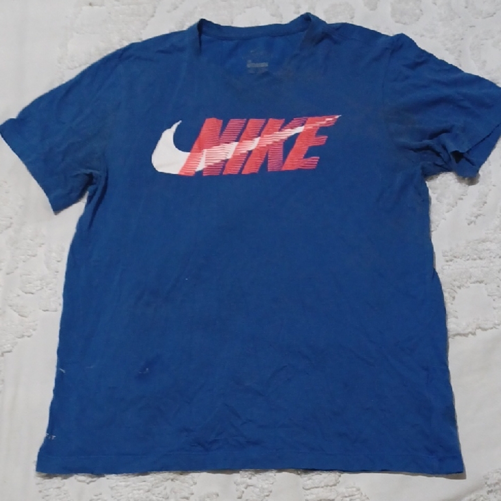 Nike Men's Blue Tee with Red Logo